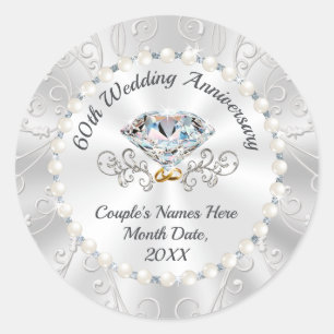 60th Anniversary Stickers for Favors, Envelopes