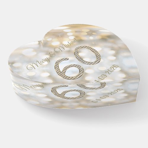 60th Anniversary String of Lights Diamonds Number Paperweight