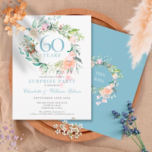 60th Anniversary Surprise Party Roses Garland Postcard