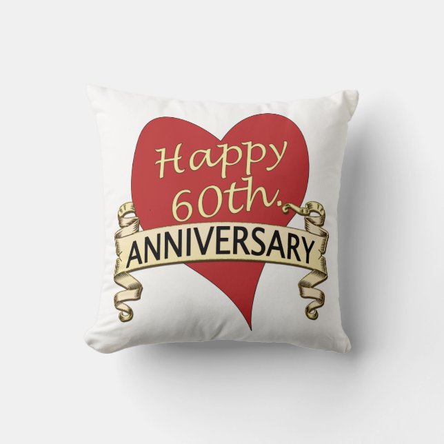 60th. Anniversary Throw Pillow (Front)