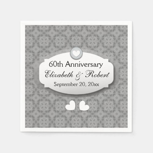 60th Anniversary Wedding Anniversary Diamond A10 Paper Napkins