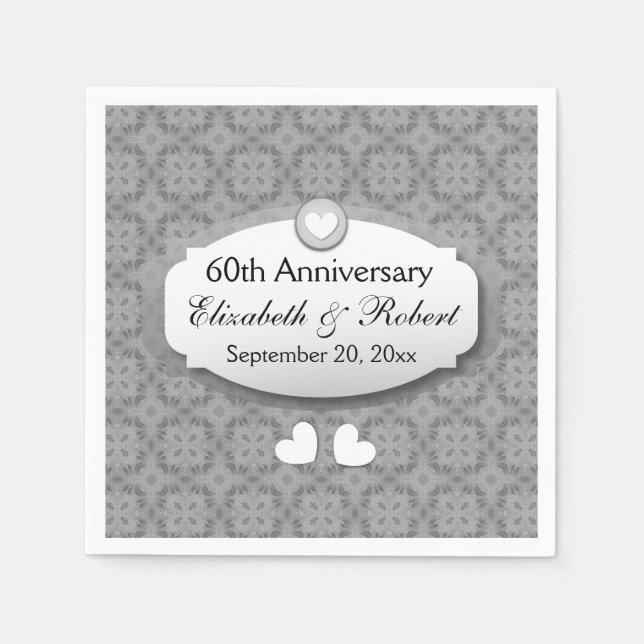 60th Anniversary Wedding Anniversary Diamond A10 Paper Napkins (Front)