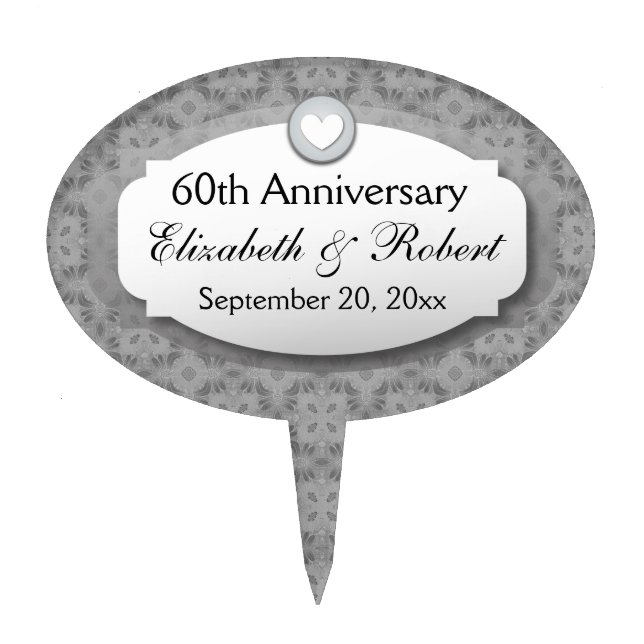 60th Anniversary Wedding Anniversary Diamond A11 Cake Topper (Front)