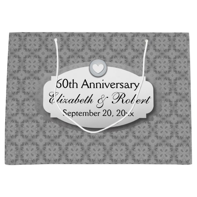 60th Anniversary Wedding Anniversary Diamond A29 Large Gift Bag (Front)