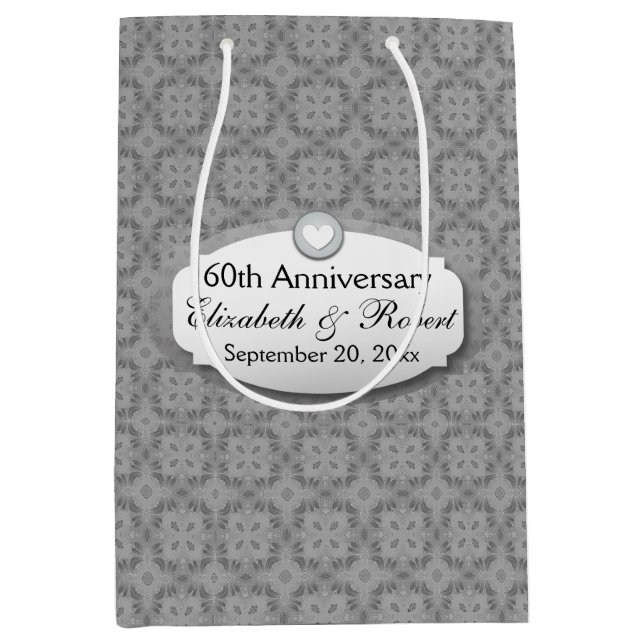 60th Anniversary Wedding Anniversary Diamond A30 Medium Gift Bag (Front)
