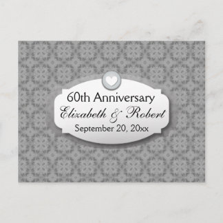 60th Anniversary Wedding Anniversary Diamond Z01 Announcement Postcard