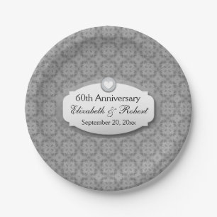 60th Anniversary Wedding Anniversary Diamond Z01 Paper Plates
