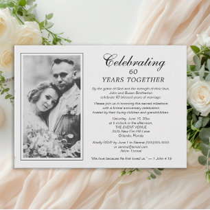 60th Anniversary Wedding Photo Christian Religious Invitation