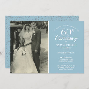 60th Anniversary Wedding Photo Diamond Confetti Invitation