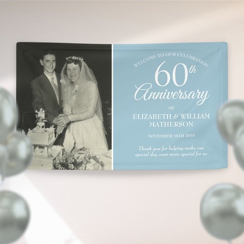 60th Anniversary Wedding Photo Diamond Welcome Banner