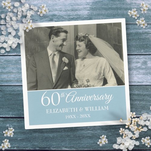 60th Anniversary Wedding Photo Elegant Diamond Napkins