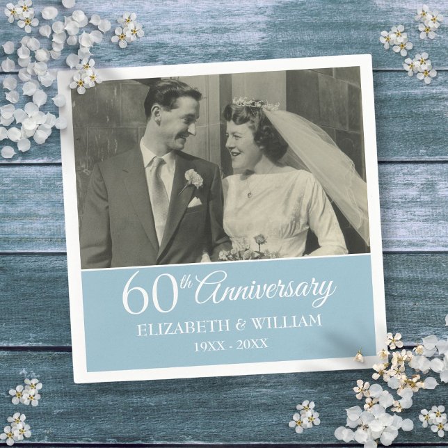 60th Anniversary Wedding Photo Elegant Diamond Napkins (60th Anniversary Wedding Photo Elegant Diamond Napkins)