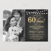 60th Anniversary with Photo - Chalkboard and Gold