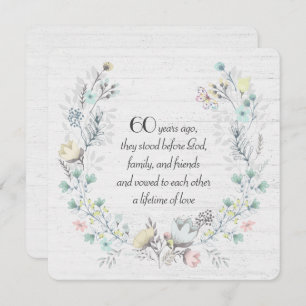 60th Anniversary Wreath On Wood Invitation