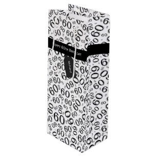 60th Biirthday Random Number Pattern Black/White Wine Gift Bag