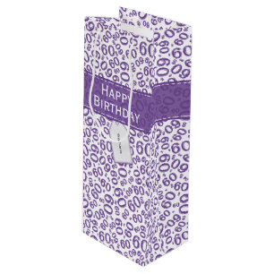 60th Biirthday Random Number Pattern Purple/White Wine Gift Bag
