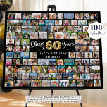 60th Birthday 108 Photos Black Gold Cheers To Year Foam Board<br><div class="desc">Create a 60th birthday photo memory display foam board utilizing this easy-to-upload photo collage template with 108 pictures in various sizes to accommodate pictures of her or him through the years for a fun birthday sign or party decoration and commemorative keepsake. The design features the title CHEERS TO 60 YEARS...</div>