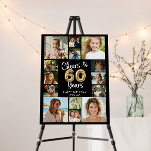 60th Birthday 14 Photo Collage Cheers to 60 Years Foam Board