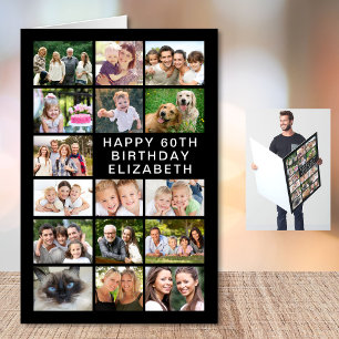 60th Birthday 16 Photo Collage Jumbo Card