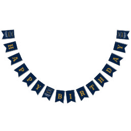 60th Birthday 1962 Blue Gold Add Name Retro Bunting Flags