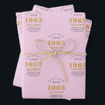 60th Birthday 1963 Add Name Pink Grey Wrapping Paper Sheets<br><div class="desc">A personalised wrapping paper design for that birthday celebration for a special person. Add the name to this vintage retro style pink and grey design for a custom birthday gift. Easily edit the name and year with the template provided. A wonderful custom birthday gift. More gifts and party supplies for...</div>