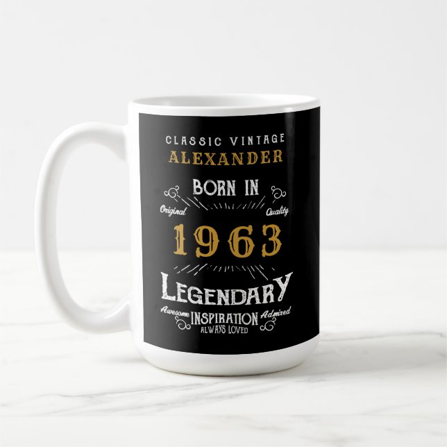 60th Birthday 1963 Add Your Name Legendary Coffee Mug (Left)