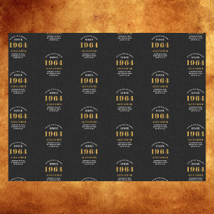 60th Birthday 1964 Black Gold Chic Elegant Tissue Paper