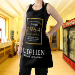 60th Birthday 1964 Name Elegant Black Gold Chic Apron<br><div class="desc">Elegant Black & Gold Chic Apron - 60th Birthday 1964 Name Personalized Kitchen & BBQ Essentials. Celebrate a fabulous birthday with style and practicality! This Elegant Black & Gold Chic Apron, personalized for those born in 1964, is the perfect accessory for the culinary enthusiast in your life. Its eye-catching design,...</div>