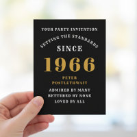 60th Birthday 1966 Black Gold Invitation