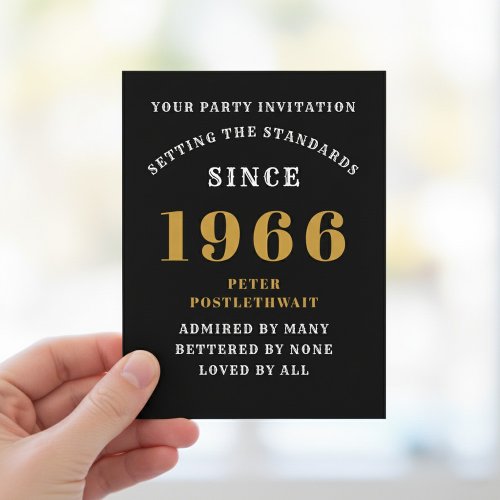 60th Birthday 1966 Black Gold Invitation