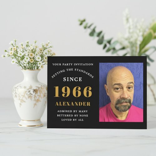 60th Birthday 1966 Black Gold Personalized Photo