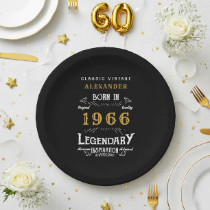 60th Birthday 1966 Legendary Retro Paper Plates