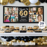 60th Birthday 20 Photo Collage Cheers to 60 Years Banner<br><div class="desc">Celebrate a 60th birthday with this personalized custom color photo banner featuring an easy-to-upload photo collage template with 20 pictures of her or him through the years for a fun birthday sign or party decoration. The design features the title CHEERS TO 60 YEARS with gold foil balloon numbers and name...</div>