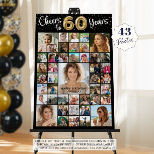 60th Birthday 43 Photo Collage Cheers to 60 Years Foam Board