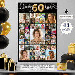 60th Birthday 43 Photo Collage Cheers to 60 Years Poster<br><div class="desc">Create a 60th birthday photo memory display printed on foam board utilizing this easy-to-upload photo collage template with 43 pictures of him or her through the years for a fun birthday party decoration and commemorative keepsake. The design features the title CHEERS TO 60 YEARS with gold foil balloon numbers and...</div>