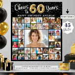 60th Birthday 45 Photo Collage Cheers to Years Poster<br><div class="desc">Create a 60th birthday photo memory display poster print utilizing this easy-to-upload photo collage template with 45 pictures of him or her through the years for a fun birthday party decoration and commemorative keepsake. The design features the title CHEERS TO 50 YEARS with gold foil balloon numbers and your custom...</div>
