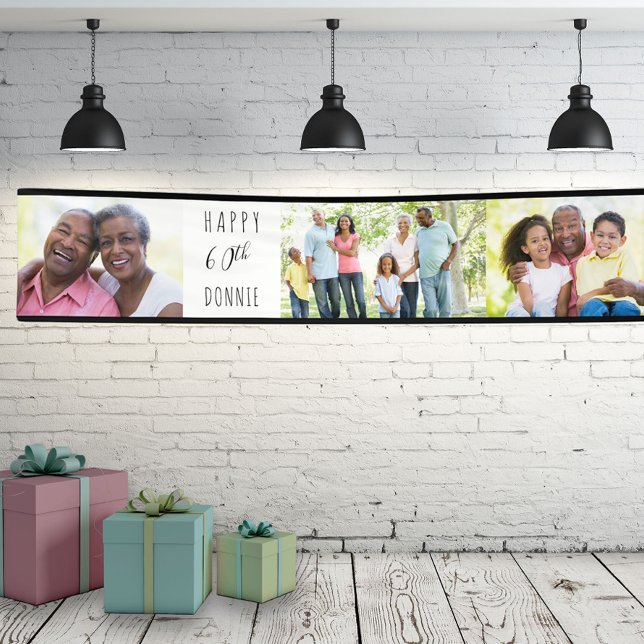 60th Birthday 4 Photo Strip Personalized Banner (Creator Uploaded)