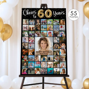 60th Birthday 55 Photo Collage Cheers to Years Foam Board