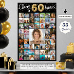 60th Birthday 55 Photo Collage Cheers to Years Poster<br><div class="desc">Create a 60th birthday photo memory display poster print utilizing this easy-to-upload photo collage template with 55 pictures of him or her through the years for a fun birthday party decoration and commemorative keepsake. The design features the title CHEERS TO 60 YEARS with gold foil balloon numbers and your custom...</div>