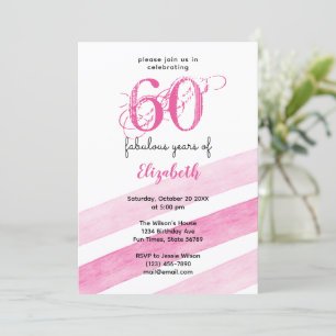 60th Birthday 60 fabulous years PINK Invitation