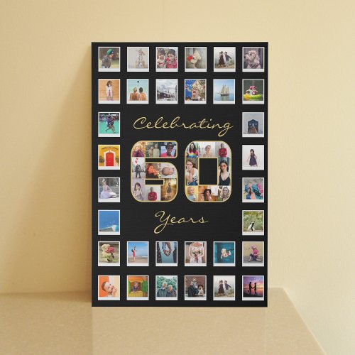 60th Birthday 60 Photo Collage Faux Canvas Print