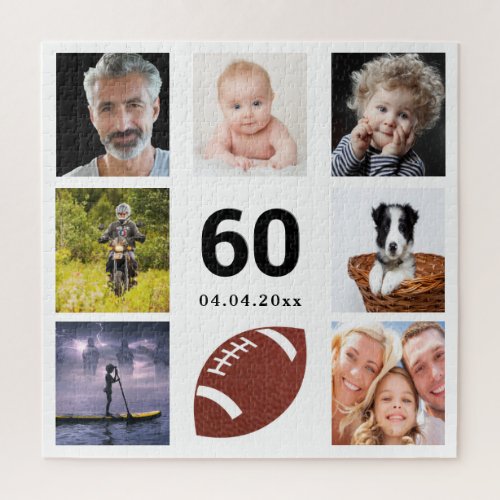 60th birthday 60 photo collage man guy white jigsaw puzzle