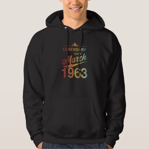 60th Birthday 60 Year Old Born in March 1963 Vinta Hoodie