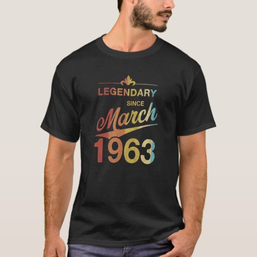 60th Birthday 60 Year Old Born in March 1963 Vinta T_Shirt