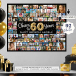 60th Birthday 92 Photos Black Gold Cheers To Year Poster<br><div class="desc">Create a 60th birthday photo memory display poster print utilizing this easy-to-upload photo collage template with 92 pictures in various sizes to accommodate pictures of her or him through the years for a fun birthday sign or party decoration and commemorative keepsake. The design features the title CHEERS TO 50 YEARS...</div>