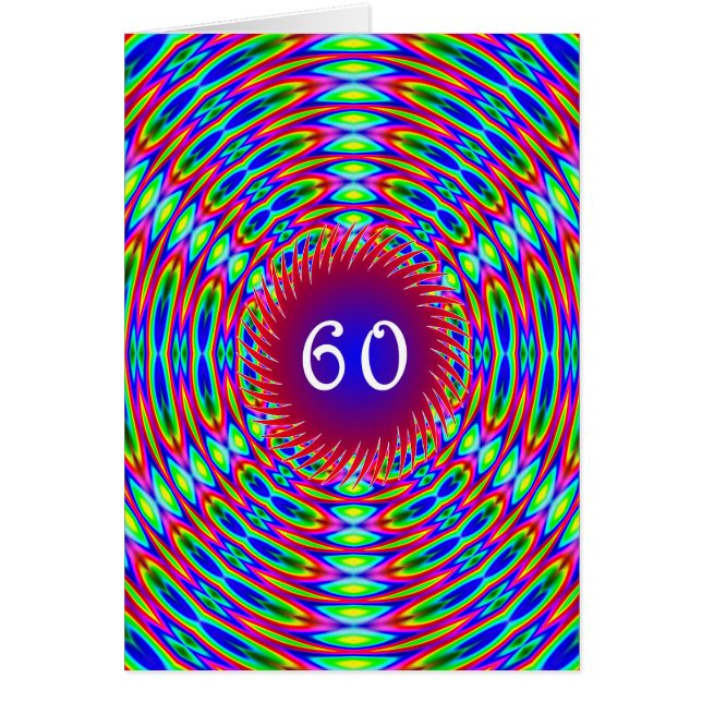 60th Birthday Abstract Trippy Swirls Cards (Front)