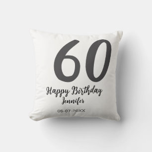 60th birthday add name date year black template go throw pillow