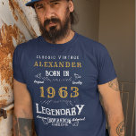 60th Birthday Add Your Name Born 1963 Legendary T-Shirt<br><div class="desc">Celebrate your 60th birthday in style with this one-of-a-kind t-shirt from Zazzle! Featuring a vintage-inspired design and bold print, this shirt is sure to make a statement. Add your name and the year you were born - 1963 - to the design and customize it to your liking. The soft, comfortable...</div>