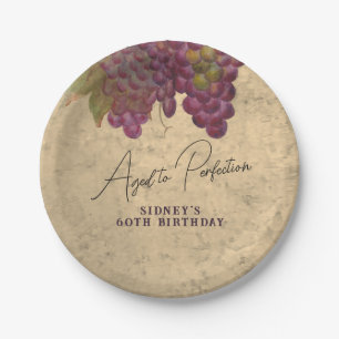 60th Birthday Aged to Perfection Wine Theme Paper Plates