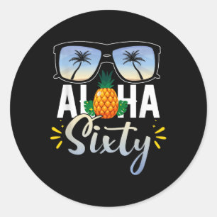 60th Birthday Aloha Sixty Beach Tropical Vacation Classic Round Sticker